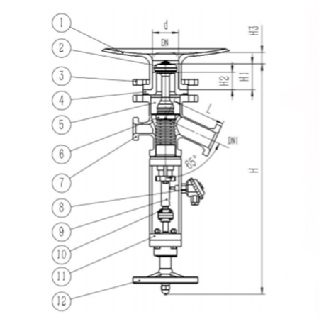 Glass Lined Bottom Outlet Valve, Manual Drain